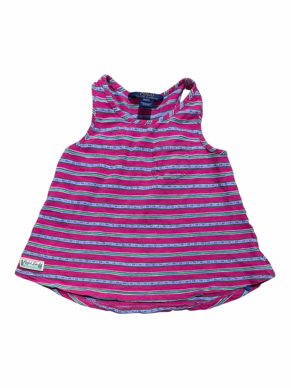 Polo Ralph Lauren Girls 4/4T Pink Multicolor Striped Racerback Tank Top